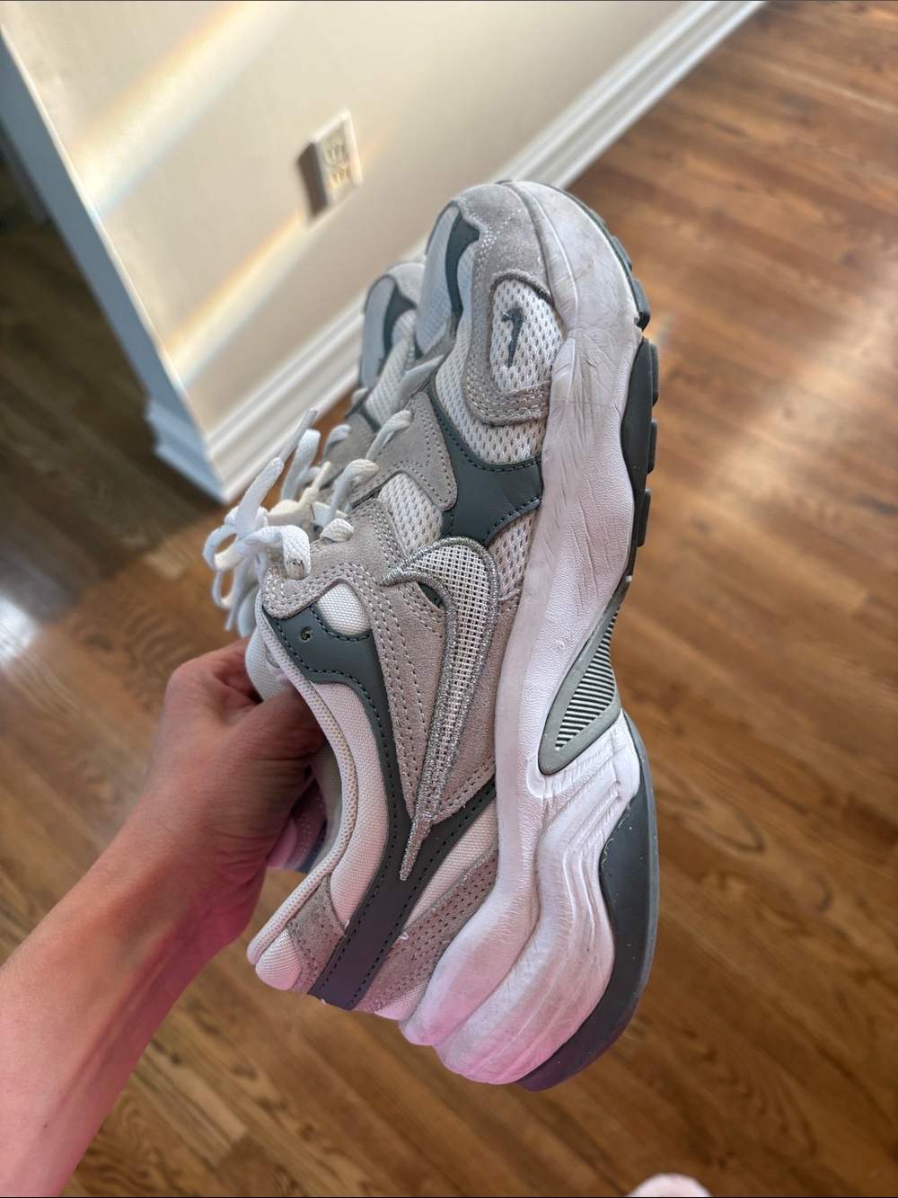 White and Gray Chunky Athletic Nike Sneakers